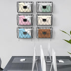 CADUKE 6 Pack Wall File Organizer, Metal Hanging Folder Holder Mail Magazine Organizer Wall Mounted with Hooks & Label Panels for Office Home, Black