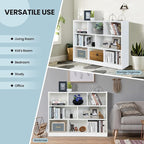Giantex 8 Cube Bookcase, Freestanding 3-Tier Open Bookshelf, Modern Storage Display Cabinet, Wood Cube Storage Organizer for Living Room, Kid’s Room, White