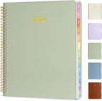2026 Planner, Annecy Weekly ＆ Monthly Planner 2026, Jan. 2026 – Dec. 2026, 9" x 11" Monthly Agenda Planner with Tabs, Vegan Leather Cover, Spiral Binding, Double-sided Pocket, Bookmark, Green