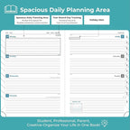 IN-LUXPRO Planner 2026 Daily Weekly and Monthly,8.5"x6.5",12 Months Spiral Bound Calendar Agenda with Self-adhesive Pen Holder,2026 Appointment Book with Vegan Leather Soft Cover,Light Blue
