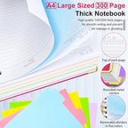 Hardcover Spiral Notebook 8.5"x11" Journal Notebook with Tabs and Removable Dividers 300 Pages 5 Subject Notebook College Ruled, Faux Leather Spiral Bound Notebook for Women School Work (Rose Red)