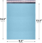 Light Blue Large Poly Bubble Mailers 9.5x14.5 inch #4 | Self Seal Padded Envelopes Cushioned Bubble Mailer | Usable Size 9.5x13.5 | WaterProof | Lightweight mailing Shipping Bags | 200 Pack Bulk