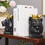 Kakizzy Book Ends Decorative, Lion Bookends for Shelves, Animal Book Stopper Decorative, Modern Book Ends for Heavy Books, Lion Figurines Statues Indoor, Unique Book Lover Gift(Black Lion)