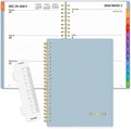 SUNEE 2026 Weekly and Monthly Planner - from January 2026 - December 2026, Daily Agenda Planner with Monthly Tab, Flexible Cover, Note Pages, Pockets, Bookmark, Spiral Binding, Gray Blue, 6.4" x 8.3"