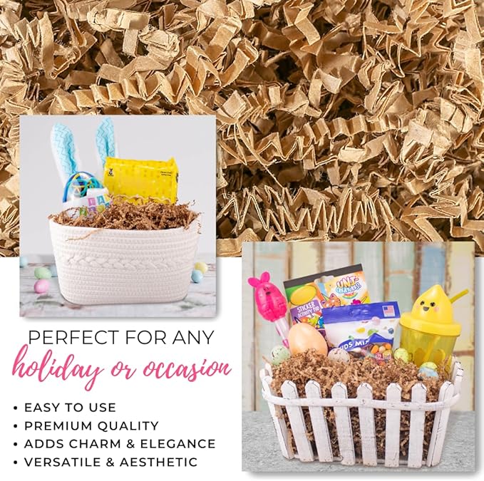 MagicWater Crinkle Cut Paper for Gift Baskets - 2LB Kraft - Perfect for Shredded Paper Filler, Basket Filler, Gift Boxes, Bridesmaid Gifts, Christmas Stuffers & More – Ideal for All Occasions