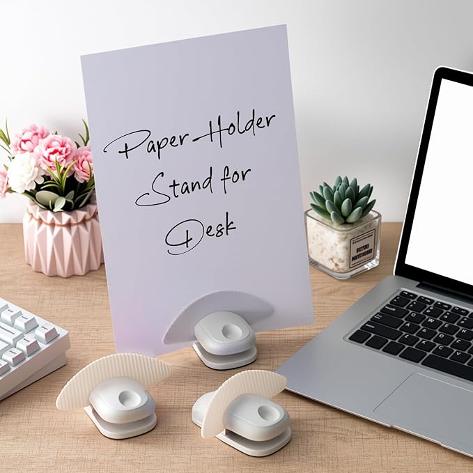 Faccito 3 Pcs Paper Holder Stand for Typing Non-Slip Mat Desktop Folder Document Holder with Anti-Slip Pads Portable Copy Stand Desktop Clamp for A4 Paper Office Reading (White)
