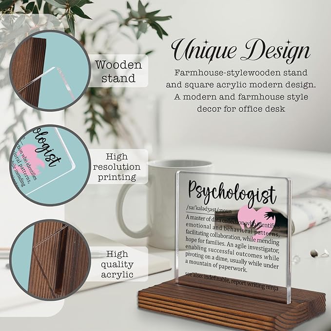 Psychologist Gifts, Appreciation Desk Sign for Mental Health Professionals, Funny Office Plaque for Behavioral Experts, Therapist Thank You Decor PA047