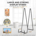 TR-LIFE 3 Pack 12 Inch Plate Stands for Display - Large, Metal Picture Frame Holder Stand + Easels for Decorative Platter, Book, Plaque, Photo, Table Top Art