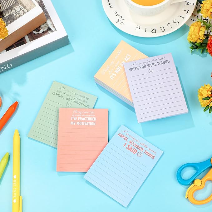 Funny Notepads with Sayings Sticky Funny Office Supplies to Do List Sarcastic Work Assorted Notepad for Workers, 12 Designs, 3 x 3.93 Inch(Classic Style)