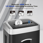 Wingwise 120-Minute Paper Shredder - 15-Sheet Capacity, 30L（7.9 Gallon） Bin, 58dB Quiet Operation, P4 Cross-Cut Heavy-Duty Shredder for Home & Office Use