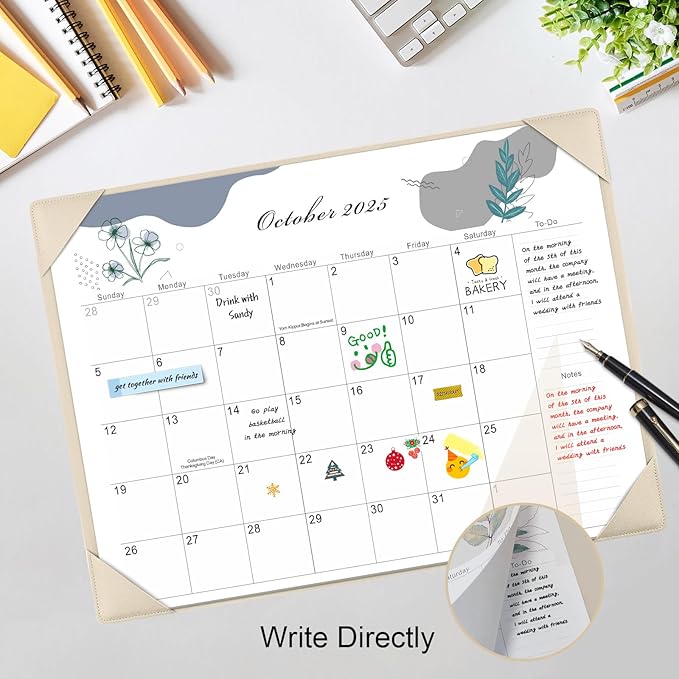 Gannyfer Large Desk Calendar 2025-2026 with Desktop Mat,22" x 17" Desktop Pad Calendar, 18 Month Table Calendar from July 2025 to Dec 2026, Office Supplies Perfect for Home School and Office - Gray