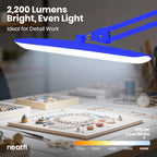 Neatfi XL 2,200 Lumens LED Task Lamp, 24W Super Bright Desk Lamp, 117 Pcs SMD LED, 4 Level Brightness, Dimmable, Task Light for Home, Office, Workbench (Non-CCT, Sapphire Blue)