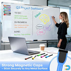 SUQJOY Magnetic Dry Erase Markers with Eraser Caps, Fine Tip 1-2mm, Low Odor Quick Dry Ink, 12 Colors, Whiteboard Marker Set for Fridge Calendar Office, 36 Count