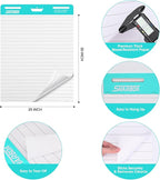 SHARBDA Lined Sticky Easel Pad, 25 * 30 inch,Self-Stick Flip Chart Paper, Super Adhesive & Bleed-Resistant,Micro-Perforated Tear,Classroom Teacher Office Presentation Pads,4 Pads/Pack,120Sheets
