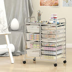 Giantex 12 Drawer Rolling Cart with Drawers, Storage Organizer Cart for Classroom Office School Teacher, Mobile Drawer Cart for Tools, Crafts, Small Printer, Clear