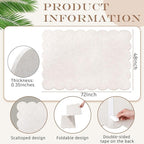 Mooliwe Scalloped Felt Bulletin Board 72 x 48 Inches Foldable Beige Pin Cork Board Alternative for Wall, 6' x 4' Trifold Picture Vision Self Adhesive Bulletin Decorative