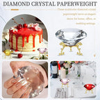 PATIKIL Diamond Crystal Paperweight, 80mm / 3.15" Crystal Paperweight Paper Weight with Gold 19 Metal Base for Home Office Desktop Table Decor Wedding Party Ornaments, Clear