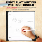 MAKHISTORY 1 Inch Telescoping 3 Ring Binder-12PCS, Flexible Binder with Customized Front Cover, Holds 225 Sheets, School Office Supplies, Black