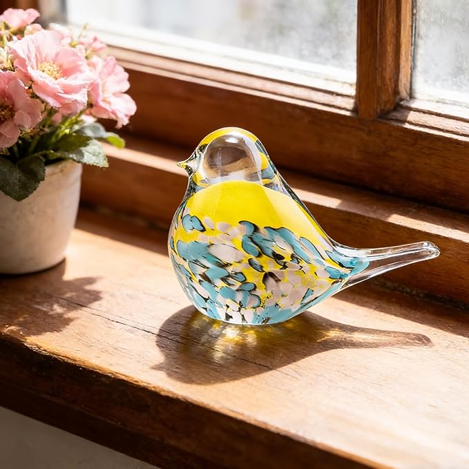 ORRFIDDY Glass Bird Figurines Art Collectible Ornaments Statue Figurines Paperweight Modern Handmade Sculpture Home Decor