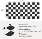 Ohocut Checkered Desk Mat, 31.5" x 15.7" Large Cute Black White Aesthetic Retro Accessoires, PU Leather Computer Laptop Desk Mat Mouse Keyboard Pad, Desk Writing Makeup Mat for Vanity/Work/Home Decor