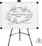 Amazon Basics High Boardroom Black Aluminum Flipchart Whiteboard and Display Easel Stand with Adjustable Height Telescope Tripod, Black, 37 x 18 x 28 Inches