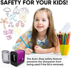 Battery-Operated Electric Pencil Sharpener for Kids, School, Home, Office - for No. 2 Pencils and Colored Pencils