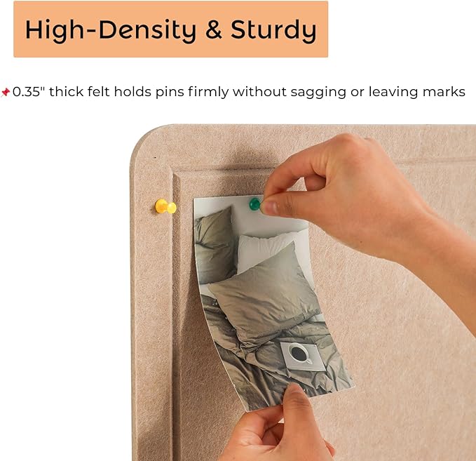Foldable 72x 48 Inches Large Bulletin Board for Wall, Decorative Picture Display Felt Board with Self-Adhesive Tape for School, Home, Kitchen & Office Walls, Includes 30 Pins, Oatmeal
