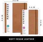 PAPERAGE Softcover Lined Journal Notebook (Cognac), 176 Pages, Large B5 College Ruled Notebook, 7.5 inches x 9.8 inches - 100 GSM Premium Paper, Soft Vegan Leather Journal for Home, Work & School