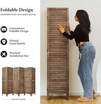 Room Dividers and Folding Privacy Screens, Wood Louvered Separators Divider Wall for Home Office Bedroom - 6 Panels, 67 * 90inch (Brown)