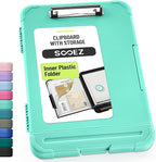 Sooez Reinforced Clipboard with Storage, Inner Plastic Folder Attached, Heavy Duty Clip Boards 8.5x11 with Pen Holder, High Capacity Nursing Clipboards Box for Teacher Office Home, Letter / A4 Size