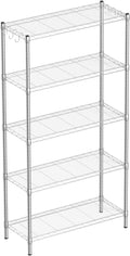 Guan River 5-Shelf Adjustable Metal Shelf Wire Shelving Unit Storage Rack Display Shelf for Office,Kitchen,Bedroom,Bathroom,Laundry,Pantry Basement,Garage(Chrome,36" L x 14" W x 72" H)