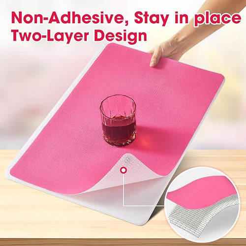 ALIUNI Drawer and Shelf Liner, Non-Slip Kitchen Cabinet Liners Non-Adhesive Thick Strong Grip Waterproof Washable Mats Protect Dresser Shelves Cupboard Bathroom Cabinets, Fuchsia, 18 in X 10 FT