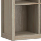SIMPLIHOME Artisan Bookcase - 43 inch Tall 9-Cube Solid Wood Cube Organizer in Distressed Grey, Transitional Storage Bookcase for Living Room, Study Room or Office with Fixed Shelves and Tapered Legs