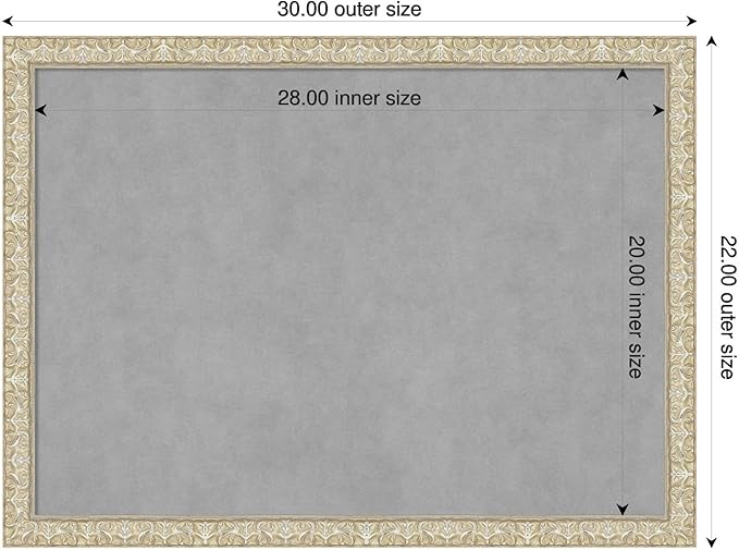Amanti Art Silver Framed Magnetic Board 22x30 Medium Vision Board for use with Magnets, 100% Metal Sheet to Display Items as Office Decor or for Home Organization in mudroom, Kitchen or Kids Room
