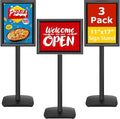 VAIIGO 3 Pack Heavy Duty Sign Holder Stand 11x17 Inch - Pedestal Floor Standing Sign Holder with Weighted Base - Vertical & Horizontal Poster/Menu Display Stands for Indoor/Outdoor Advertising, Black