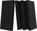UMIACOUSTICS 4 PCS Acoustic Panels with Hanging Bracket, 2” Thick Fiberglass Sound Proof Panels Removable for Studios, Office, Home Theater Ceiling or Wall- Black