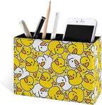 Famame Cartoon Cute Duck Childish Pencil Holder for Desk, Leather Desktop Container Pen Cup Storage Study Table Pen Organizer Makeup Brushes Holder for Office Home