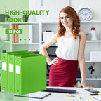 Henoyso 12 Pcs 3 Ring Binder 2 Inch Round Fits Letter Size 8.5'' x 11'' Paper Plastic Flexible Binder Bulk Holds 490 Sheets with 1 Pockets Versatile Organizer for Home Office School (Tender Green)