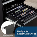 Y YOMA Plastic Extra Capacity Hanging File Folder, Letter Size, 4” Expansion, 6 Pack Black Reinforced Expanding Hanging Folders with Tabs, Heavy Duty Waterproof Accordion for Bulky Files