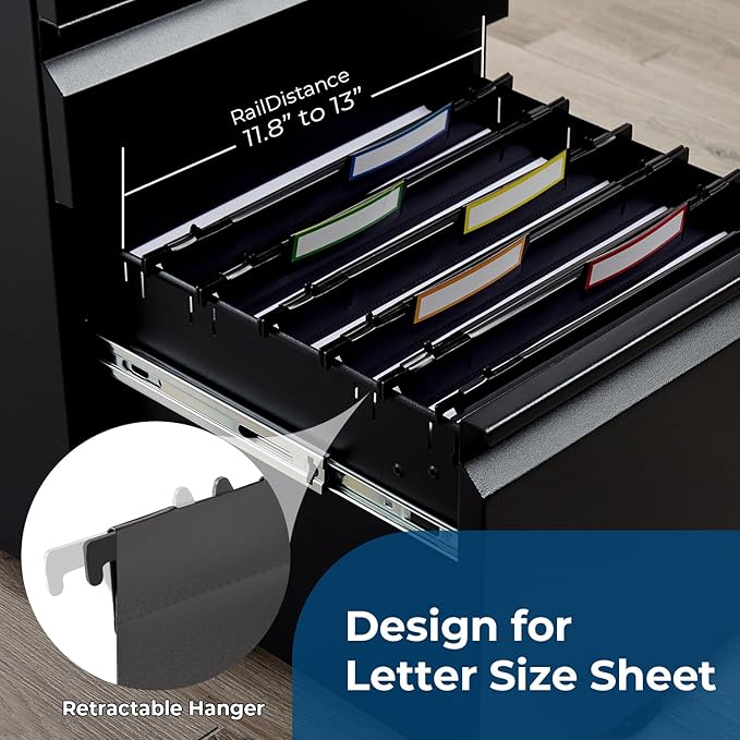 Y YOMA Plastic Extra Capacity Hanging File Folder, Letter Size, 4” Expansion, 12 Pack Black Reinforced Expanding Hanging Folders with Tabs, Heavy Duty Waterproof Accordion for Bulky Files