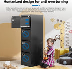 BYNSOE 4 Drawer File Cabinet with Lock Metal Vertical File Cabinet Office Home Vertical File Cabinet for A4 Legal/Letter Size Narrow File Cabinet Locked,Assembly Required (Black, 4 Drawers- Vertical)
