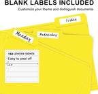 File Folder, RAZCC 150 Pack 1/3 Cut Tab File Folders Letter Size, Yellow, Folders with Tab, Great for Organizing and Easy File Storage