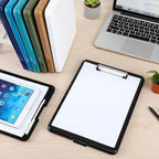 Ireer 12 Pcs Plastic Clipboard with Storage Heavy Duty Portable Writing Boards for 150 Sheet A4 Paper with Pen Holder Large Capacity Clipboards for Nurse Teacher Student Classroom Office (Deep Color)