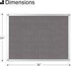 BoardsPlus Gray Felt Bulletin Board, 24" x 36", Wall Mounted Self-Healing Pin Board with Aluminum Frame, Affordable Felt Vision Board for Home, Office, Dorm & Classroom