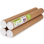 Paclord 2" x 18" Reinforced Kraft Paper Mailing Tube, Pack of 4 Tubes with 8 Caps – Secure USPS Approved Poster Tube – Cardboard Tube for Shipping and Storing Posters, Prints, Artwork, or Documents