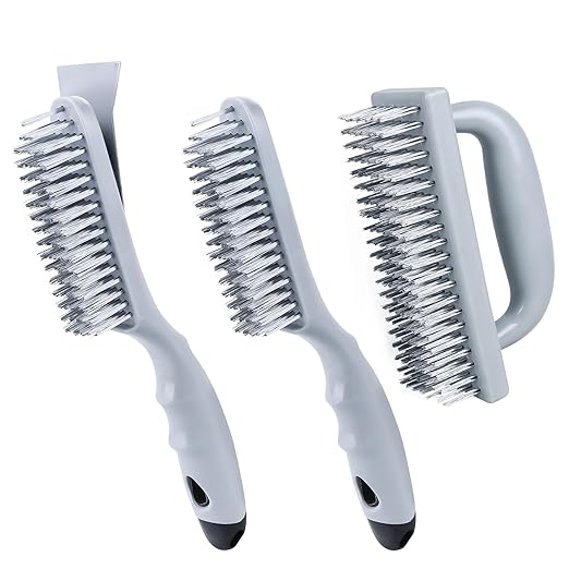 ANDOUNIER Stainless Steel Wire Brush Set 3Pcs,6.9" x 2.6"Size,144 Bundles of Bristles,Block Wire Brush with Strong Handle,for Cleaning Welding Slag & Rust,Dust and Paint Scrubbing