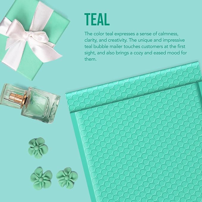 Fuxury Bubble Mailers 8.5x12 Inch Teal Padded Envelopes 40 Pack Large Bubble Envelopes Self Seal Usable Size 8.5x11" Thick Padded Mailer for Small Business Packaging, Mailing #2