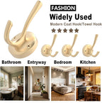 TOFIIGREM Gold Coat Hooks for Wall, 2 Pack Heavy Duty Towel Robe Hooks, Hats Hooks for Entryway Cubicle Closet Mudroom Bathroom Garage