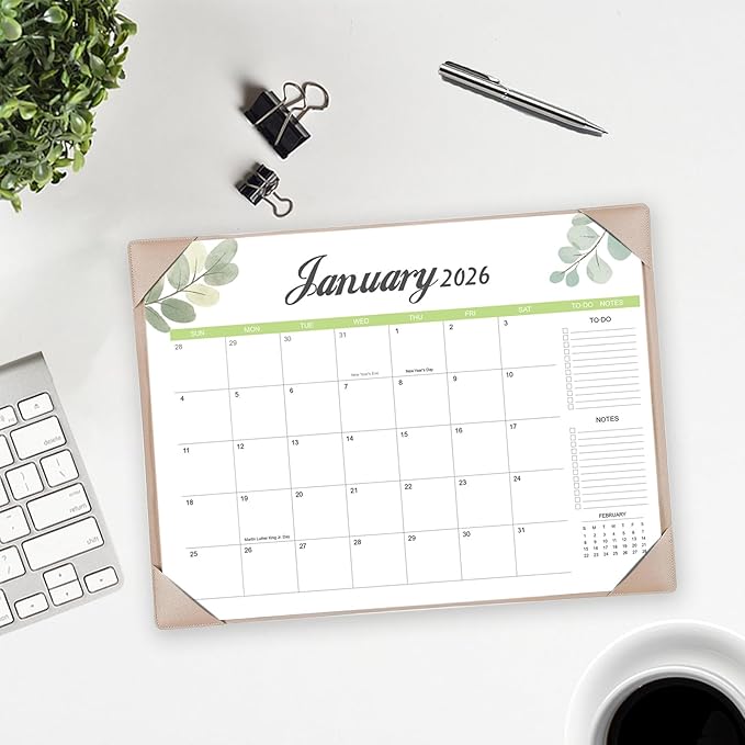 Desk Calendar 2026-2027 with Desk Mat – 17" x 12" Large Desk Pad Calendar Runs from January 2026 to June 2027, Office Supplies Desktop Monthly Calendar for Home & Office