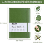 ZCZN 6 Pack Lined Journal Notebooks, 192 Pages A5 Hardcover Leather Journals for Work,Writing,School & Travel, College Ruled Journaling Notebooks for Notes Taking,Diary Notepad (Light Green*6)